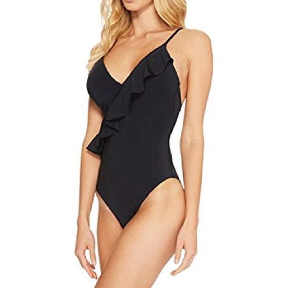 TRINA TURK Key Solids Ruffle Front One Piece